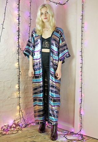 LONG KIMONO IN SEQUINS