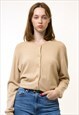 60s Vintage Beige Casual Cash mere Crew Neck Cardigan 5693