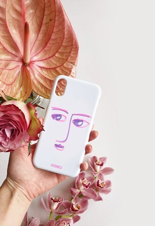 ABSTRACT LINE ART CHEEKY FACE PERSONALISED PHONE CASE