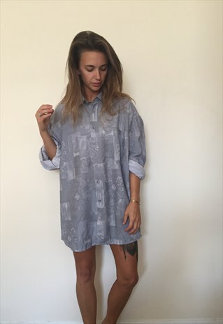 CRAZY PATTERNED VINTAGE RETRO FESTIVAL OVERSIZED SHIRT