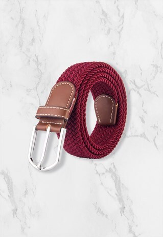 Woven Elasticated Belt - Red