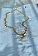 TITAN. Gold T Bar Figaro Chain Necklace