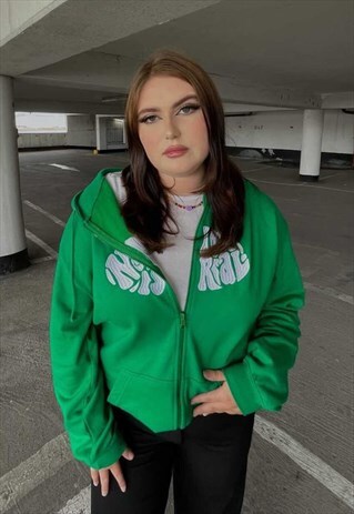 PERSONALISED OVERSIZED ZIP UP HOODIE IN GREEN
