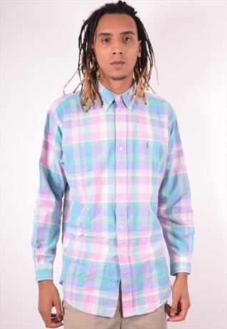 POLO RALPH LAUREN MENS VINTAGE SHIRT MEDIUM MULTI CHECK 90S