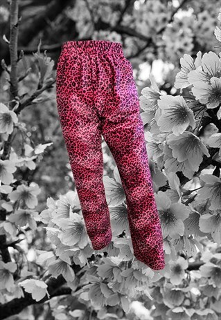 PINK Y2K LEOPARD PRINT JOGGERS/TROUSERS