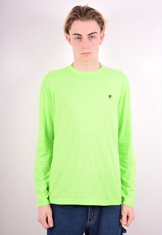 FILA MENS VINTAGE TOP LONG SLEEVE MEDIUM GREEN 90S