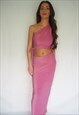 CHERRY PINK SPARKLE ONE SHOULDER TOP