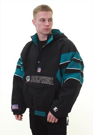 VINTAGE STARTER MIAMI DOLPHINS PADDED PULLOVER COAT