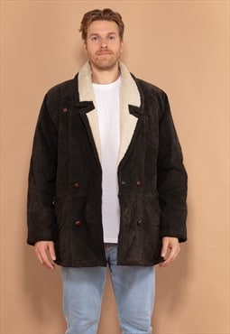 Vintage 90's Men Suede Coat in Brown