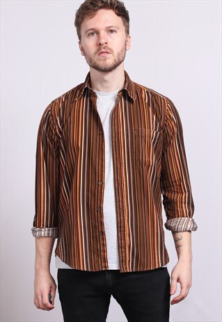 VINTAGE CORDUROY CORD STRIPED SHIRT