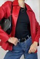 Vintage Y2k Red Leather Jacket Preppy Grunge