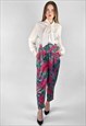 REVIVAL LADIES 80'S PINK GREEN FLORAL VINTAGE TROUSERS