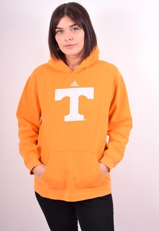 ADIDAS WOMENS VINTAGE HOODIE JUMPER LARGE YELLOW 90S