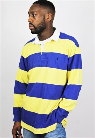 RETRO / 90'S / RALPH LAUREN / YELLOW & BLUE RUGBY POLO
