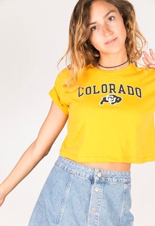 VINTAGE 90S USA CROP T-SHIRT/ R922