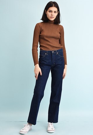 90'S RETRO REGULAR WAIST STRAIGHT DENIM JEANS