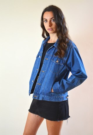 90S VINTAGE MID BLUE DENIM JACKET