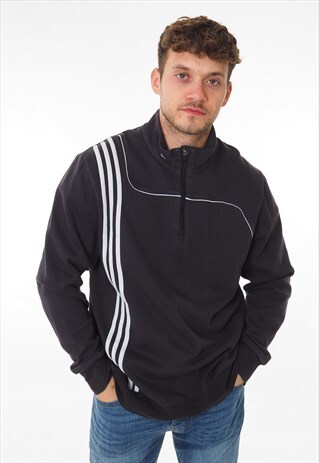 VINTAGE ADIDAS 1/4 ZIP SWEATSHIRT BLACK