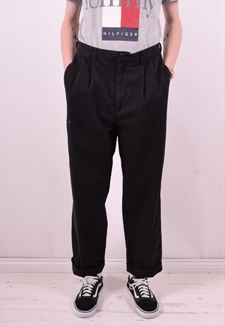 TOMMY HILFIGER MENS VINTAGE TROUSERS W34 L32 BLACK 90'S
