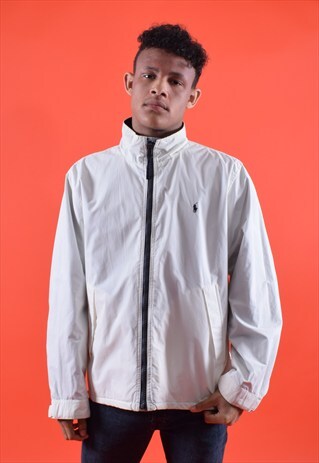 WHITE AND NAVY RALPH LAUREN REVERSIBLE ZIPPED JACKET