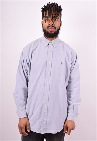 RALPH LAUREN MENS VINTAGE SHIRT LARGE BLUE 90'S