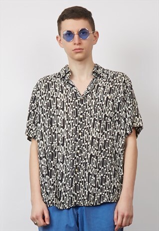 VINTAGE 90'S RECTANGLE PRINT HAWAIIAN SHIRT