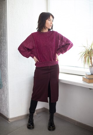 VINTAGE 80'S KNITTED PURPLE/PINK JUMPER