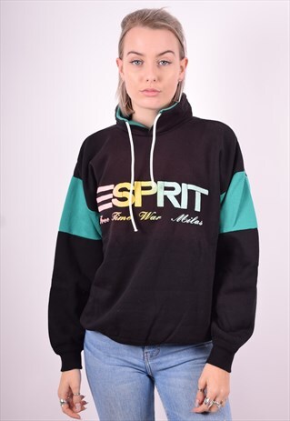 ESPIRIT WOMENS VINTAGE SWEATSHIRT JUMPER LARGE BLACK 90'S