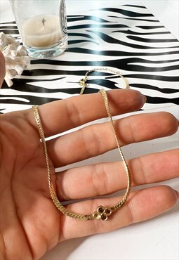 Vintage 80's Fine Snake Chain with Gems