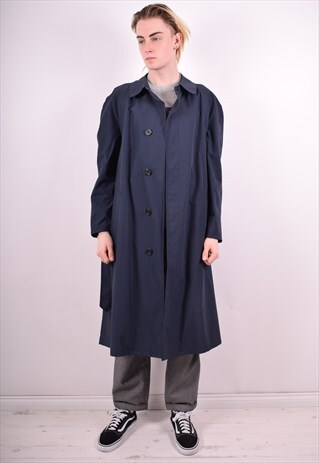 AQUASCUTUM MENS VINTAGE COAT MEDIUM BLUE 90S