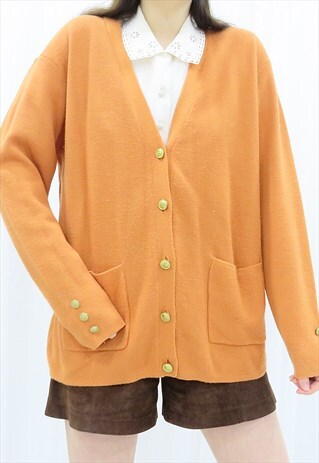 90S VINTAGE ORANGE & GOLD CARDIGAN