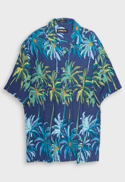 Blue palm trees Hawaiian shirt