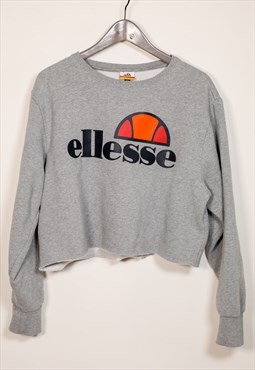 Vintage ELLESSE 00s cropped oversized grey  sweater 