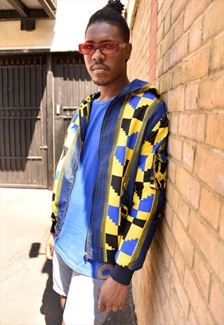 RARE ANKARA PRINT MEN'S HOODED JACKET