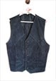 Vintage Black Suede Leather Vest Biker Rocker Top Classic