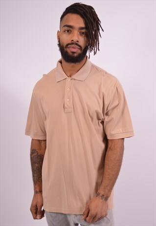 VALENTINO MENS VINTAGE POLO SHIRT LARGE BEIGE 90S