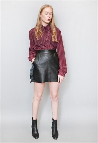 VINTAGE 1980'S FELICIA RED PAISLEY RUFFLE BLOUSE