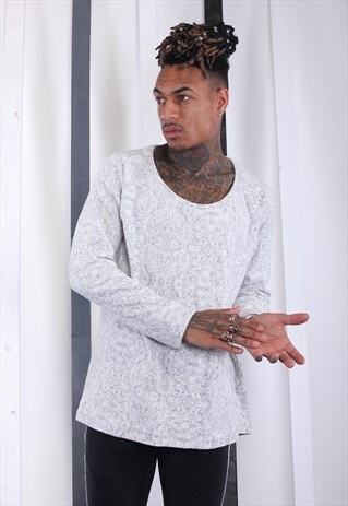 VINTAGE 90S CRAZY PRINT PATTERN FLEECE. FESTIVAL. UNISEX.