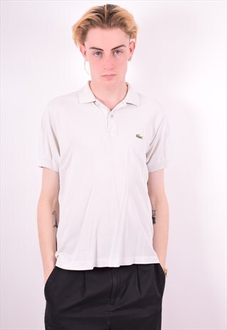 LACOSTE MENS VINTAGE POLO SHIRT MEDIUM WHITE 90'S