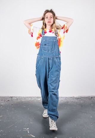 VINTAGE BLUE DENIM PAINT DUNGAREES