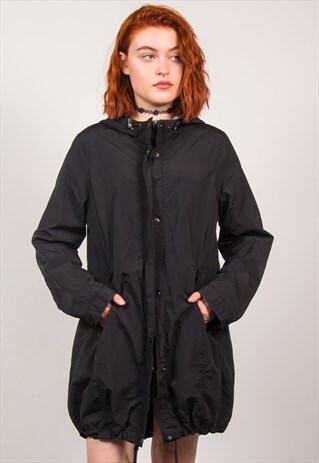 VINTAGE 90'S BLACK LIGHTWEIGHT PARKA COAT