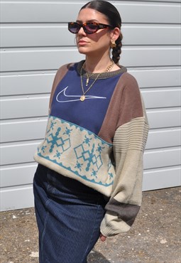 90's vintage Nike reworked abstract pattern knit sweatshirt