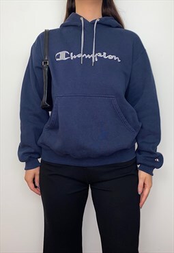 Vintage Champion Navy Spell Out 90s Hoodie 