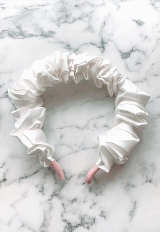 WHITE LUXE SATIN HEAD BAND