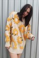 DAISY SWEATER 3D SUNFLOWER FLEECE JUMPER KNITTED TOP CREAM