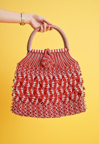 70'S RETRO MOD WOVEN HANDMADE TOTE BAG