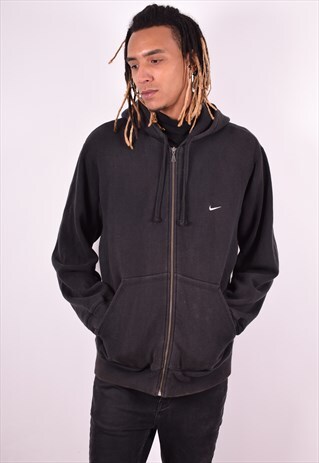 NIKE MENS VINTAGE HOODIE JACKET XL BLACK 90S