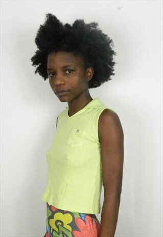 NEON GREEN POLO CROP TOP
