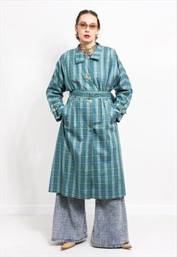 Plaid trench Vintage 90's light coat women oversized size M 