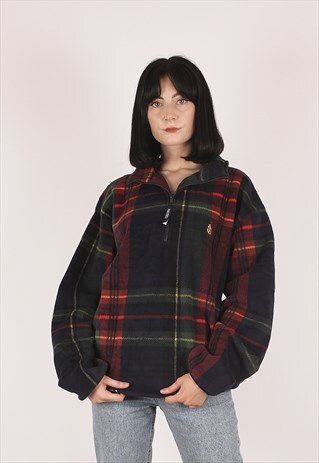 VINTAGE NAUTICA TARTAN CHECK 1/2 ZIP OUTDOOR FLEECE /NN2786